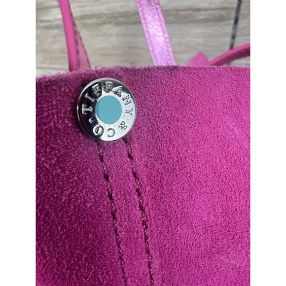 Tiffany & Co. Suede Leather Bucket Bag Pink‎ Metallic Trim Designer Tote - Picture 7 of 15
